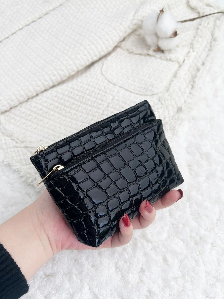 Ví nữ PU Zip Crocodile Thời trang Nhỏ Nhẹ Thời trang Kỷ niệm Quà tặng Sinh nhật Quà tặng Công nhân Cổ trắng Cho Nam Cho Nữ Cho Nữ Ví Ví Mini Ví Ví Tiền Xu - màu đen - Xem 1