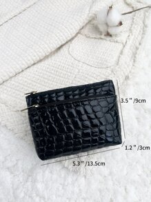 Ví nữ PU Zip Crocodile Thời trang Nhỏ Nhẹ Thời trang Kỷ niệm Quà tặng Sinh nhật Quà tặng Công nhân Cổ trắng Cho Nam Cho Nữ Cho Nữ Ví Ví Mini Ví Ví Tiền Xu - màu đen - Xem 3
