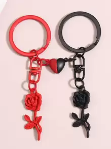 2pcs Flower Pendant Keychain Casual - Multicolor - View 2