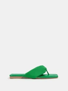Minimalist Knot Decor Thong Flat Sandals - Green - View 4