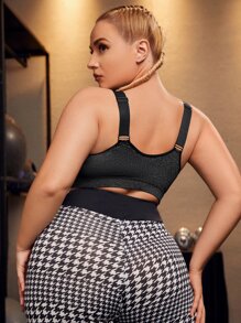 Easithlete Plus SIZE High Support High Stretch Sports Bra With Sewn-In Pads,Non-Removable Pads For Women High Support Racerback,Workout, Yoga, Running - Dark Grey - View 2