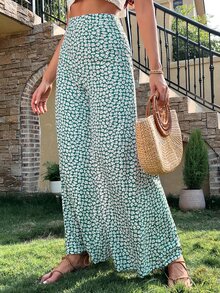 Ditsy Floral Wide Leg Trousers - Multicolor - View 3