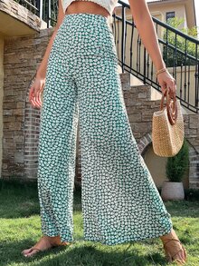 Ditsy Floral Wide Leg Trousers - Multicolor - View 5