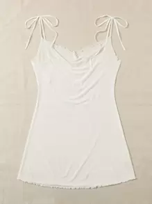 SHEIN Unity Đầm mặc nhà Kích Thước Lớn Xù nhỏ màu trơn Gợi cảm - trắng - Xem 3