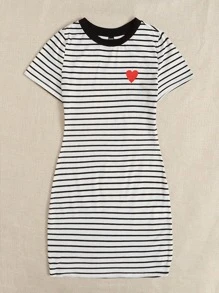 SHEIN EZwear Đầm Tim Sọc Giải trí - trắng - Xem 3