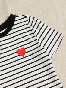 SHEIN EZwear Đầm Tim Sọc Giải trí - trắng - Xem 4