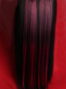 ROMWE Grunge Punk 5pcs Ombre Long Straight Synthetic Hair Extension - Burgundy - View 1
