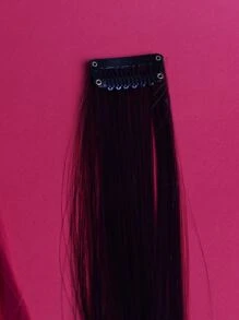 ROMWE Grunge Punk 5pcs Ombre Long Straight Synthetic Hair Extension - Burgundy - View 3