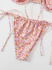 Summer Ditsy Floral Tie Front Underwire Bikini - Multicolor - View 6