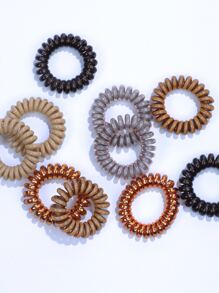 10 chiếc dây buộc tóc xoắn ốc tối giản - Nhiều màu - Xem 3