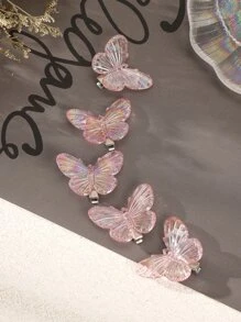 5pcs Butterfly Decor Alligator Hair Clip - Pink - View 2