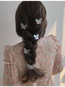 Kẹp tóc cá sấu trang trí hình con bướm 5 chiếc dễ thương - trắng - Xem 1