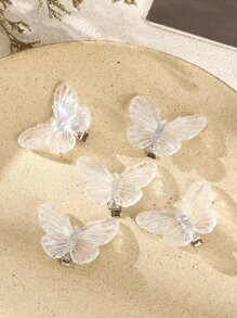 Kẹp tóc cá sấu trang trí hình con bướm 5 chiếc dễ thương - trắng - Xem 5