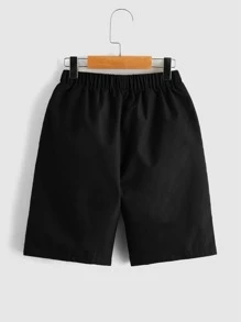 SHEIN 夏季男孩反光卡通圖案彈性腰休閒短褲