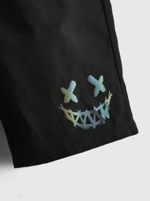 SHEIN 夏季男孩反光卡通圖案彈性腰休閒短褲