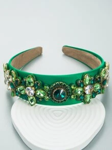 Cubic Zirconia Decor Headband - Green - View 2