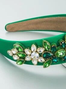 Cubic Zirconia Decor Headband - Green - View 3