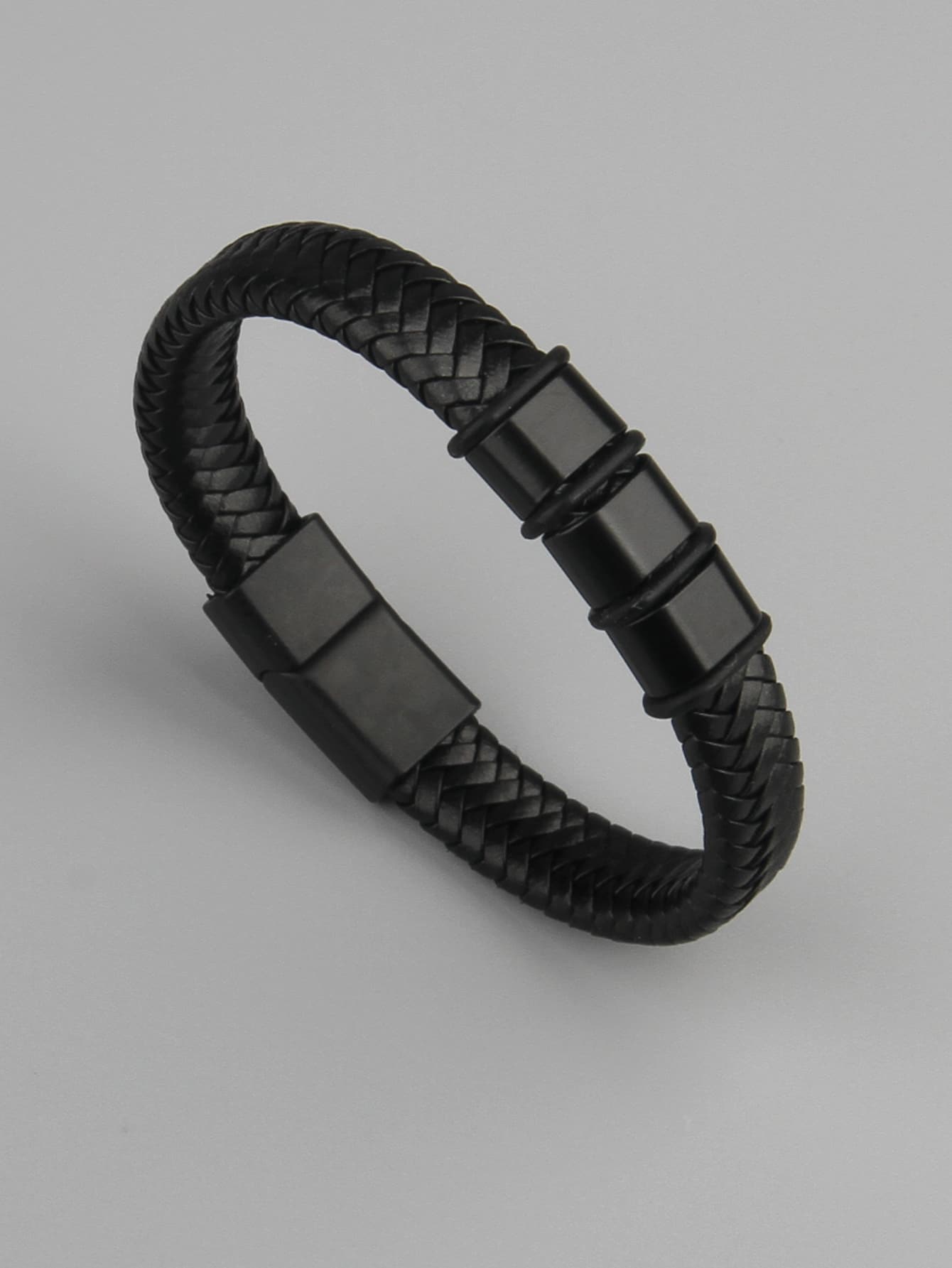 Vòng tay nam dệt - màu đen - Xem 1