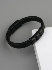 Vòng tay nam dệt - màu đen - Xem 4