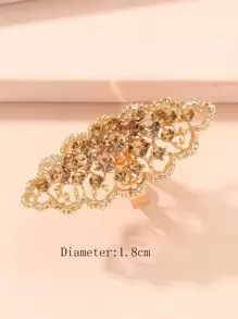 1pc Exaggerated European & American Style Long Sparkly Crystal Open Ring, Suitable For Women To Wear On Important Occasions - Champagne - View 3