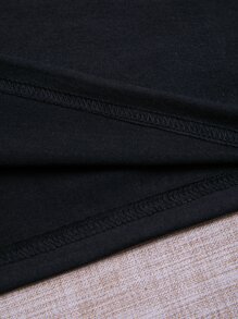 SHEIN LUNE Áo thun nữ Lá thư Giải trí - màu đen - Xem 3