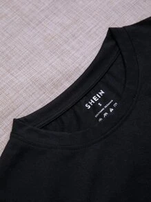 SHEIN LUNE Áo thun nữ Lá thư Giải trí - màu đen - Xem 5