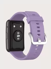 1 pieza Correa de reloj inteligente de silicona de color púrpura claro sólido para mujer/hombre con herramientas de reemplazo de correa de reloj compatible con Huawei Watch Fit - Púrpura malva - Ver 2