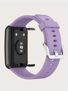 1 pieza Correa de reloj inteligente de silicona de color púrpura claro sólido para mujer/hombre con herramientas de reemplazo de correa de reloj compatible con Huawei Watch Fit - Púrpura malva - Ver 3