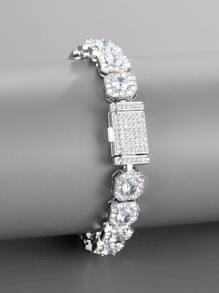 Pulseira linda com strass para festa estilo punk hip hop da moda festa rock para mulheres homens - Prata - Ver 2