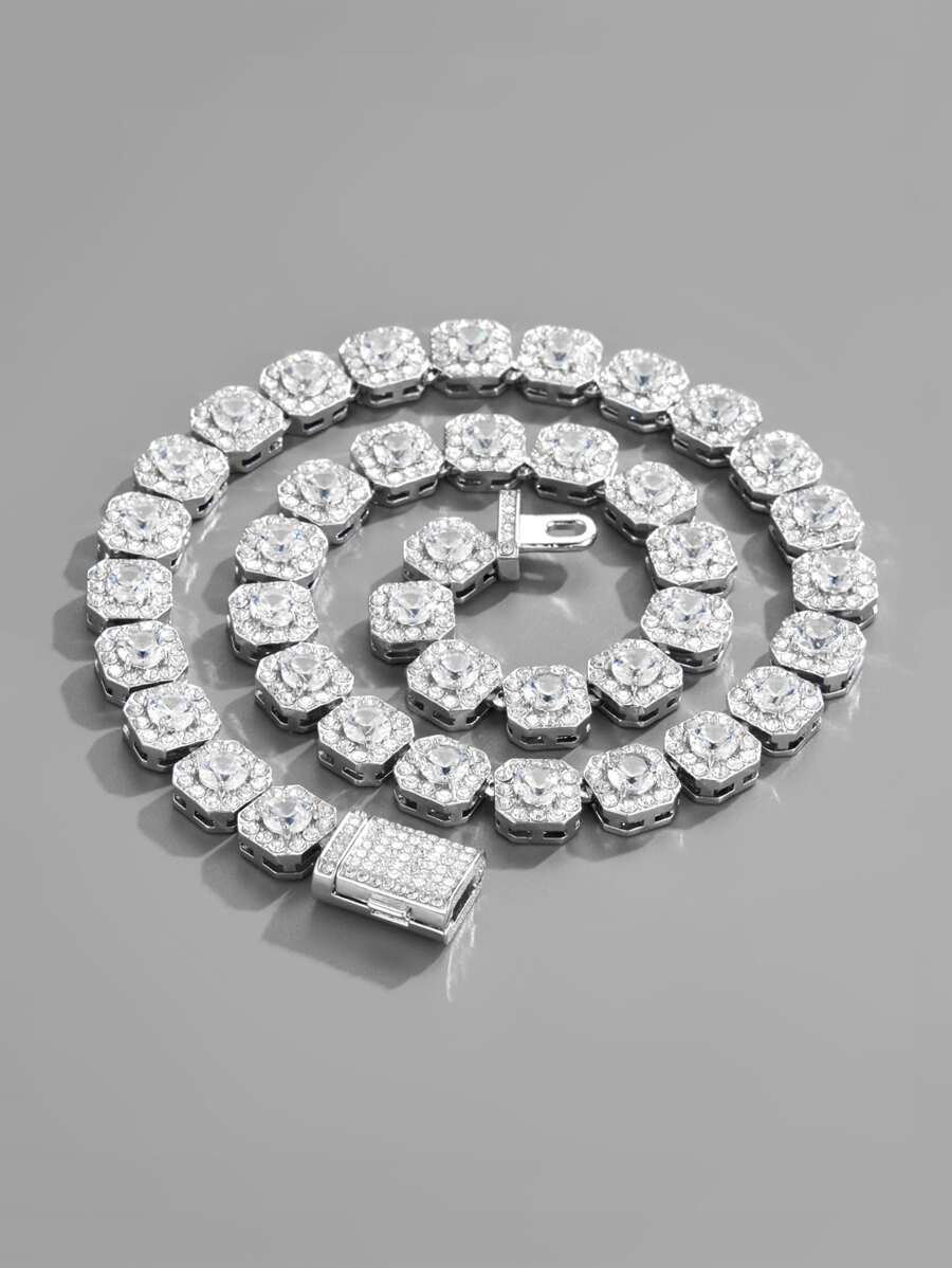 適合女士男士流行龐克嘻哈風格搖滾派對全水鑽華麗裝飾項鍊合金材料適合派對