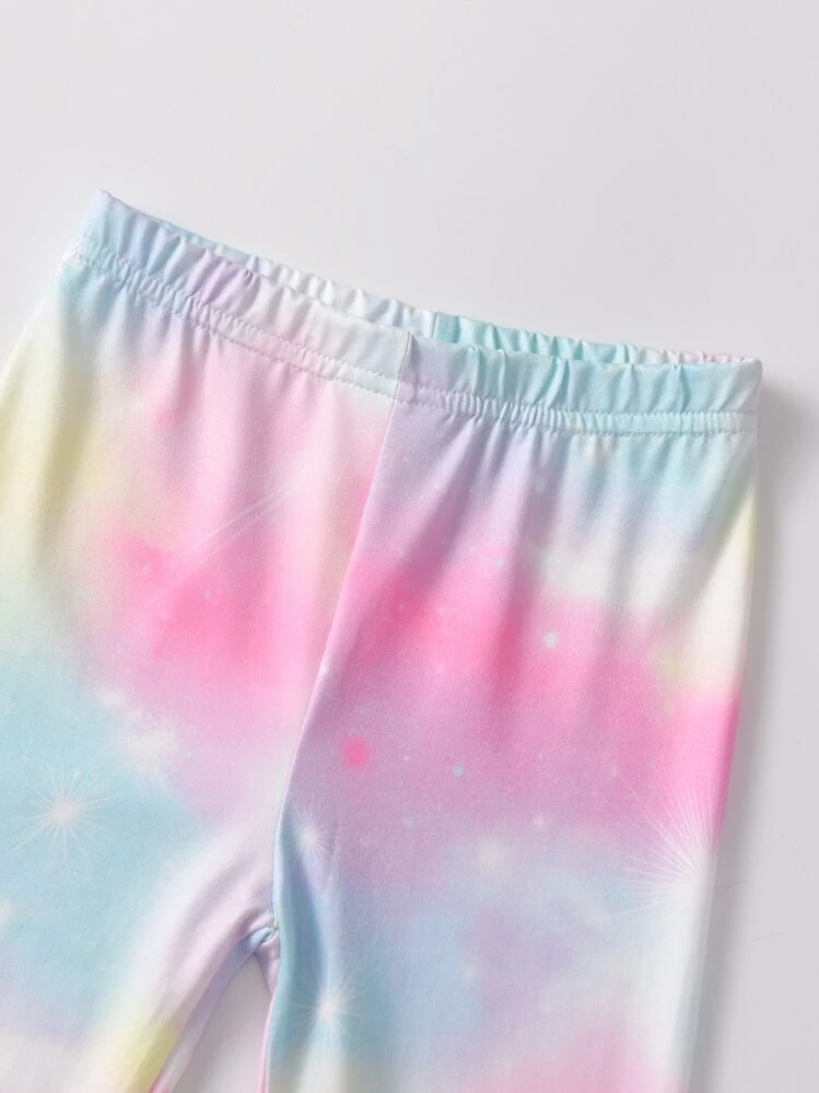 SHEIN בחורה צעירה גלקסיה & הדפס טאי דאי צמודונים - ריבוי צבעים - ראה 4