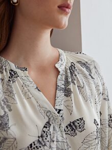 MOTF X Jo Situ Allen 100% SILK BUTTERFLY PRINT BLOUSE - Black and White - View 8