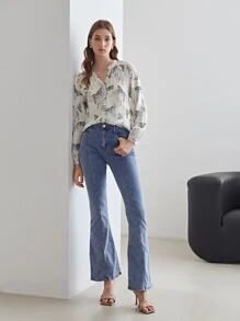 MOTF X Jo Situ Allen 100% SILK BUTTERFLY PRINT BLOUSE - Black and White - View 9