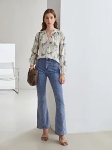 MOTF X Jo Situ Allen 100% SILK BUTTERFLY PRINT BLOUSE - Black and White - View 10