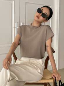 DAZY Mock Neck Batwing Sleeve Knit Top,Back To School Clothes - Mocha Brown - View 4