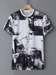 Manfinity Men Graphic Print Tee - Black and White - View 1