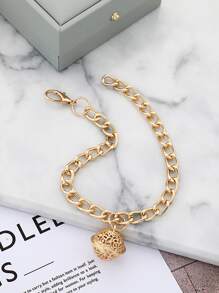 Hollow Out Bell Pendant Pet Necklace - Gold - View 4