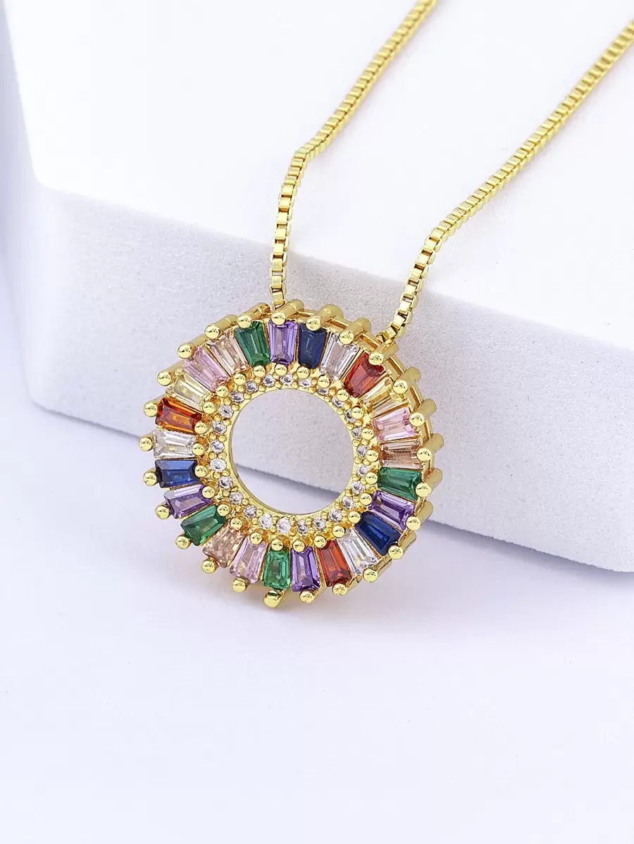 Dây chuyền Khối Zirconia  Trang trí Vòng charm - Vàng - Xem 1