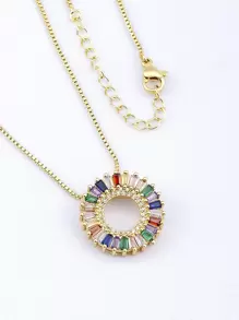 Dây chuyền Khối Zirconia  Trang trí Vòng charm - Vàng - Xem 2