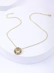 Dây chuyền Khối Zirconia  Trang trí Vòng charm - Vàng - Xem 4