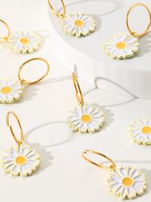 10pcs Flower Charm Hair Ring - Multicolor - View 4