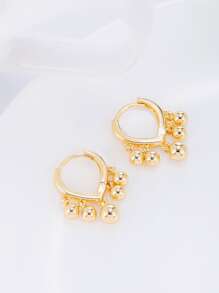 對時尚簡約女式吊墜和鋼珠耳環，小巧精緻魅力女孩珠寶禮物 - 金黃色 - 查看 2