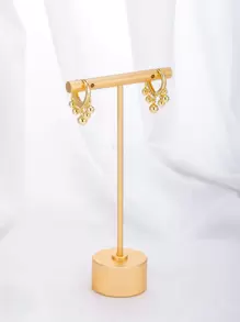 對時尚簡約女式吊墜和鋼珠耳環，小巧精緻魅力女孩珠寶禮物 - 金黃色 - 查看 3