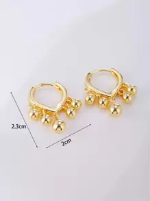 對時尚簡約女式吊墜和鋼珠耳環，小巧精緻魅力女孩珠寶禮物 - 金黃色 - 查看 4