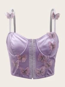 SHEIN ICON Cami ngọn 90s Bướm vá - Màu Lilac Tím - Xem 1