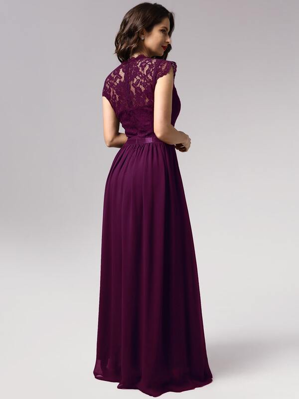 MIUSOL Floral Lace Bodice Ribbon Waist Prom Dress SHEIN EUR