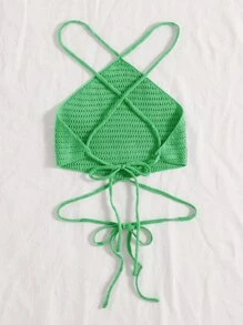 Breezaya 十字交叉後綁帶吊脖針織上衣