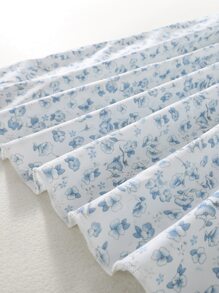 女孩碎花水溶蕾絲拼接泡泡袖洋裝 - 淺藍色 - 查看 3