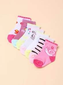 嬰兒7雙卡通圖案襪子 - 彩色 - 查看 3