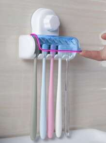 1pc Suction Cup Toothbrush Holder - Blue and White - View 3